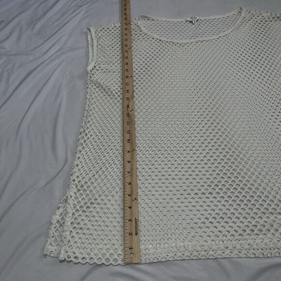 Elan Beach Small White Mesh Knit Sleeveless Top Cover-Up - Picture 5 of 6